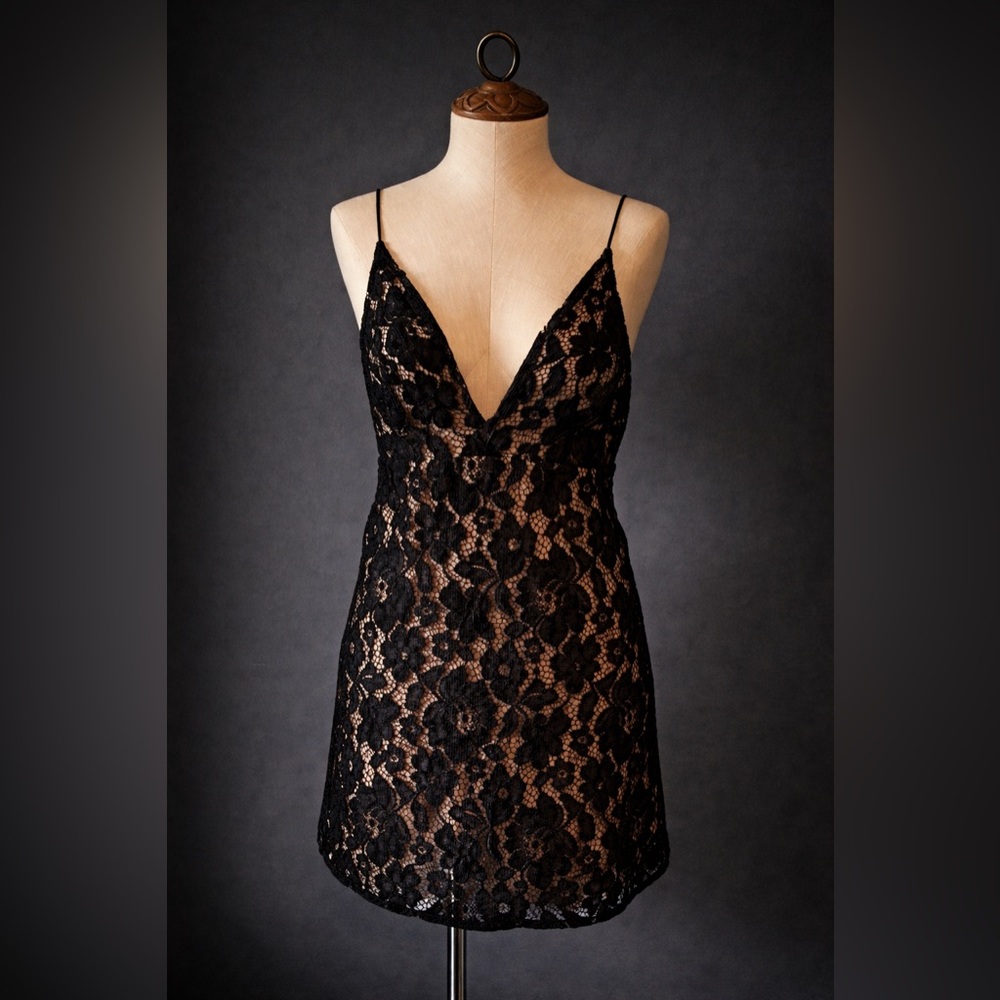 Function & Fringe Edit | Free People Black Lace Mini Dress - Picture 2 of 3